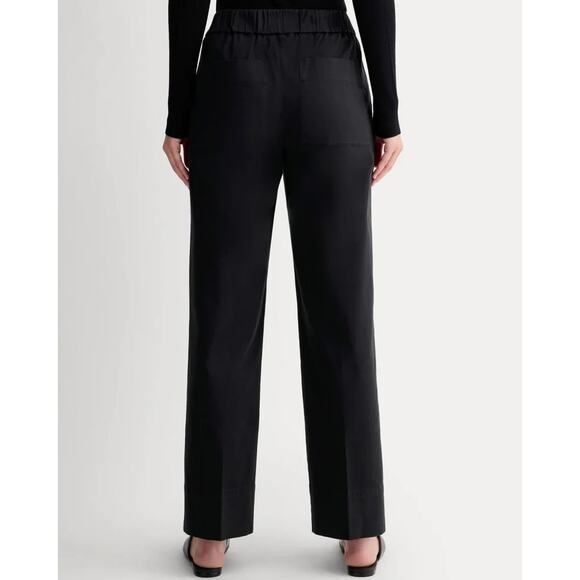Everlane The Easy Pant Black Cotton Twill Wide Leg Pull-On Pants Size Large - Picture 4 of 11
